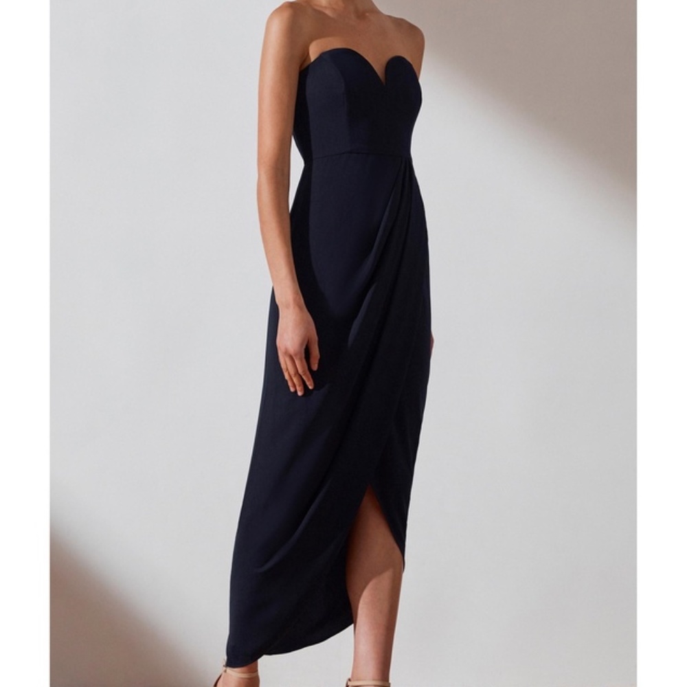 Shona Joy U Wire Bustier Draped Dress Navy US6